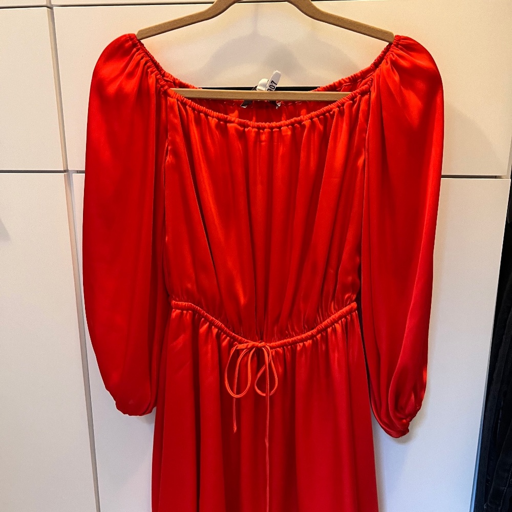 Lover & Friends satin off the shoulder dress